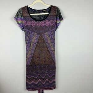 Custo Barcelona Geometric Lace Print Dress Sz 4 Multicolor Art-Inspired Y2K
